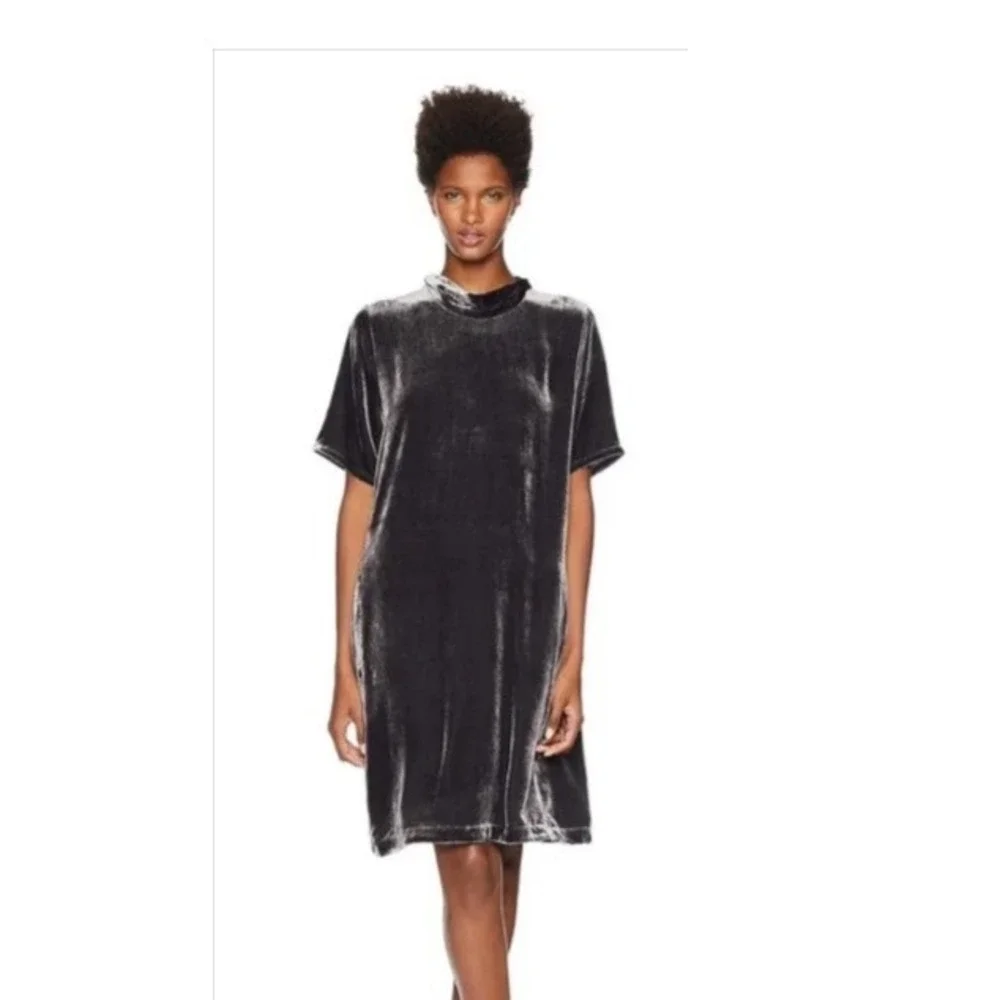 short-sleeve mock-neck velvet mini dress Short-Sleeve Mock-Neck Velvet Mini Dress